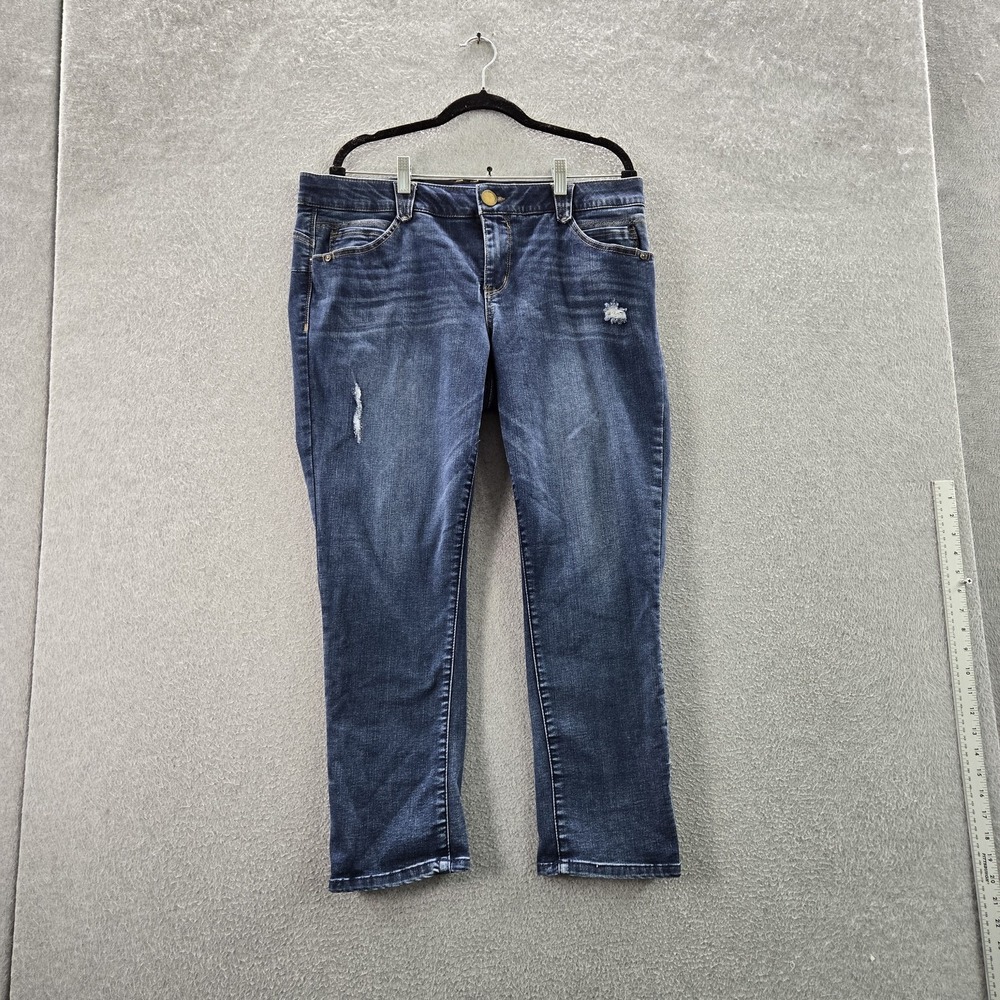 Democracy Women Jeans 16W Blue Denim Ab-Solution Distressed 26" Inseam READ